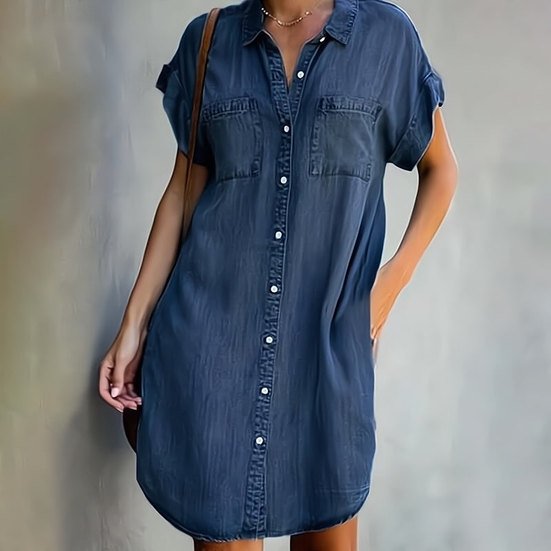 Denim Dress Women – Stylish Casual Denim Midi Dress for Everyday Wear