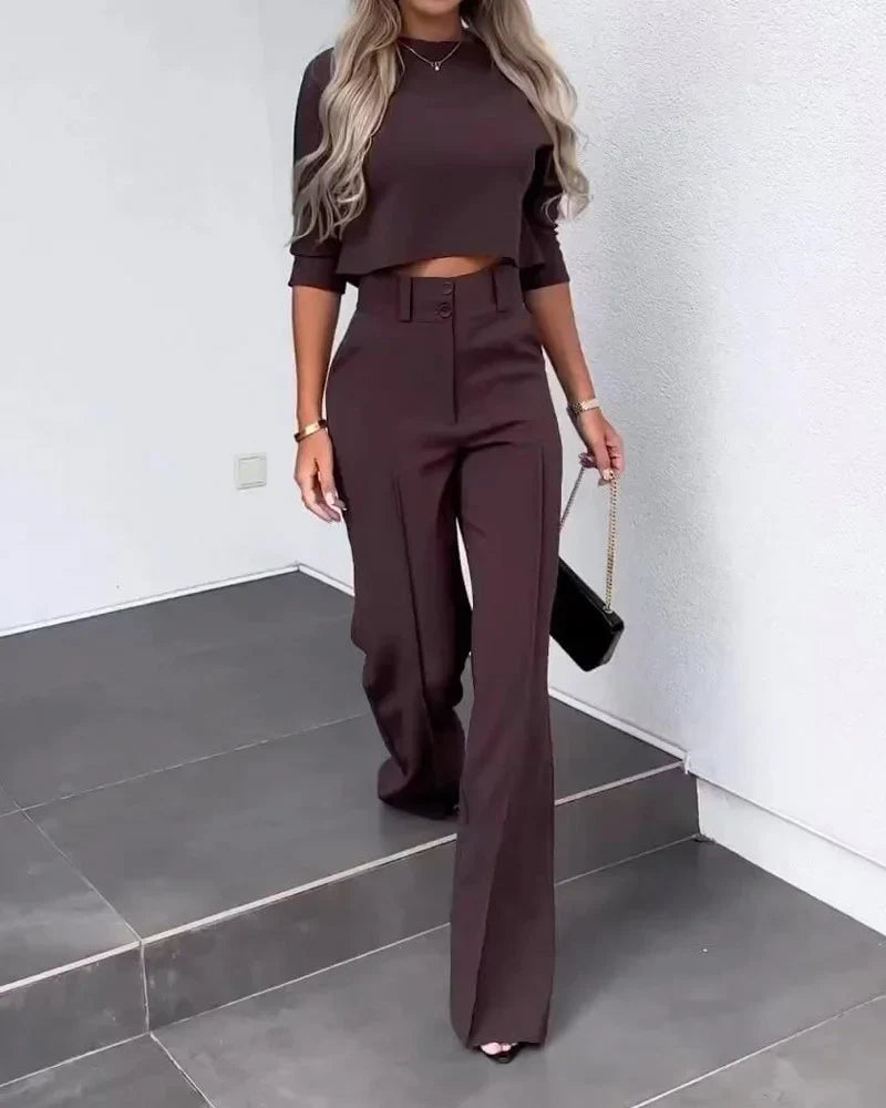 Women’s Jacket and High-Waisted Pants Set – Stylish Casual Outfit for Every Occasion