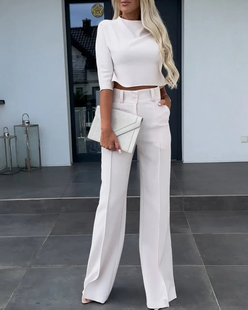 Women’s Jacket and High-Waisted Pants Set – Stylish Casual Outfit for Every Occasion