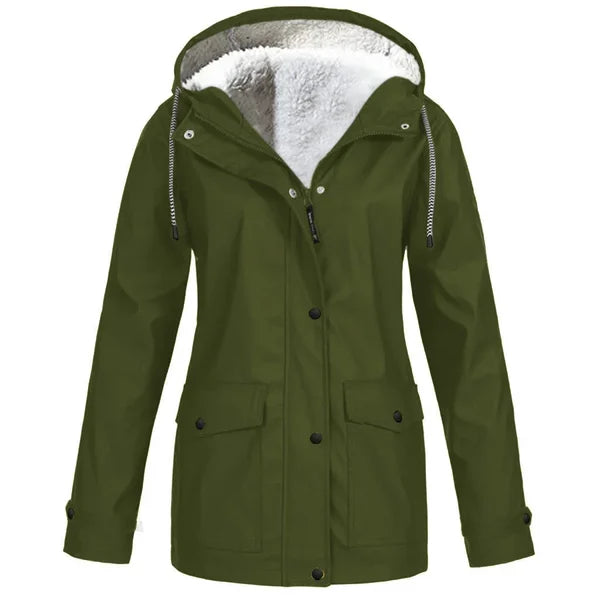 Warm Fleece Raincoat Women – Stylish Waterproof Jacket for Cold Weather