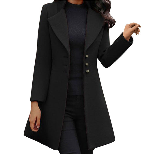 Wool Coat for Women – Italian Long-Sleeve Stylish Outerwear