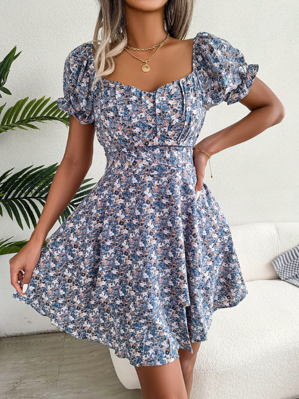 Cheerful Dress for Women – Elegant Summer A-Line Floral Midi