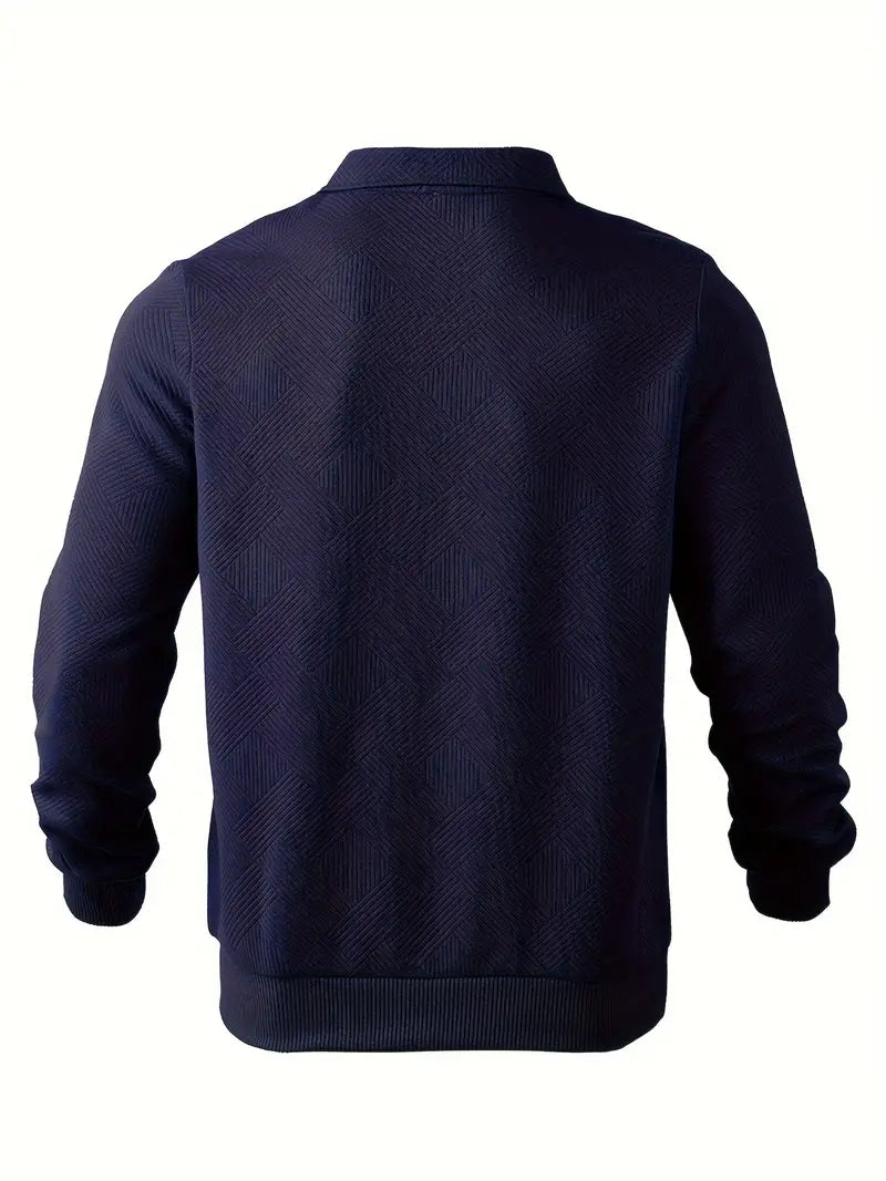 Vintage Pullover Sweater – Zippered Geometric Design for Men