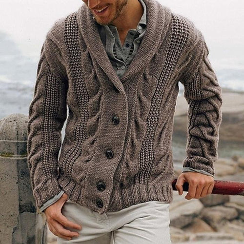 Men's Shawl Collar Cardigan – Elegant Knit Sweater for Stylish Layering