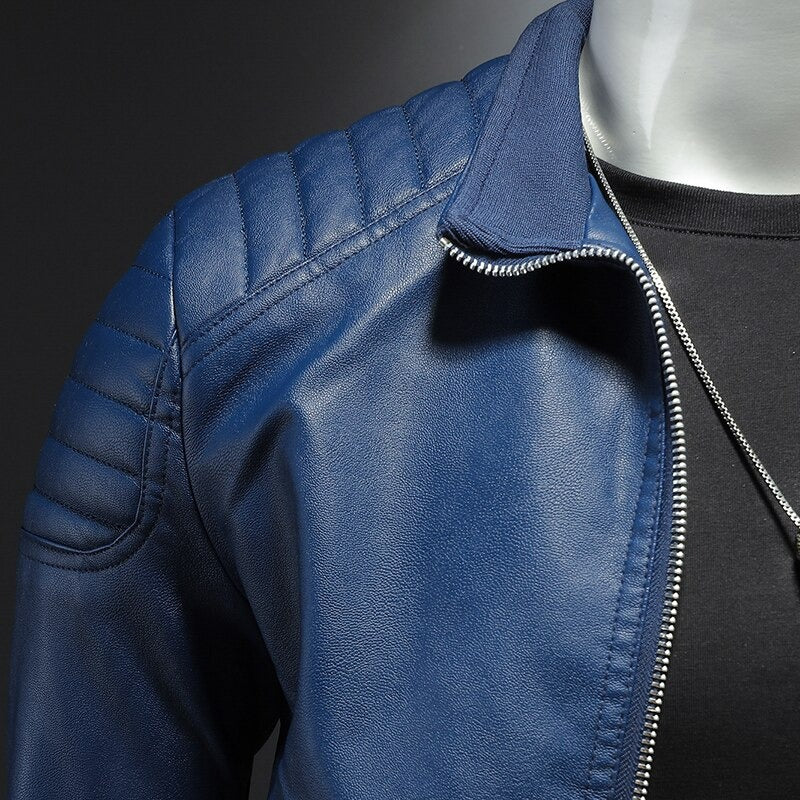 Leather Jacket Men – Stand-Up Collar Stylish Outerwear