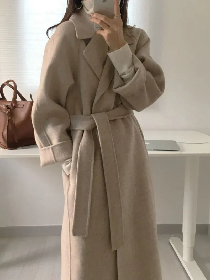 Women's Long Wool Coat – Elegant Warm Outerwear for Winter