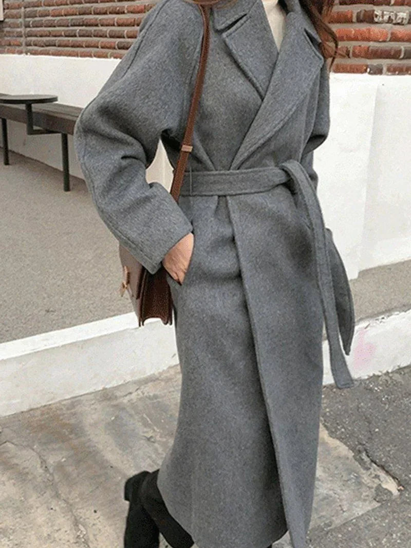 Women's Long Wool Coat – Elegant Warm Outerwear for Winter