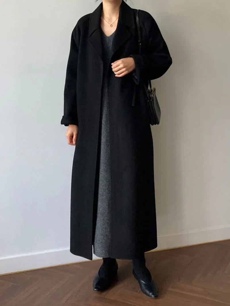 Women's Long Wool Coat – Elegant Warm Outerwear for Winter