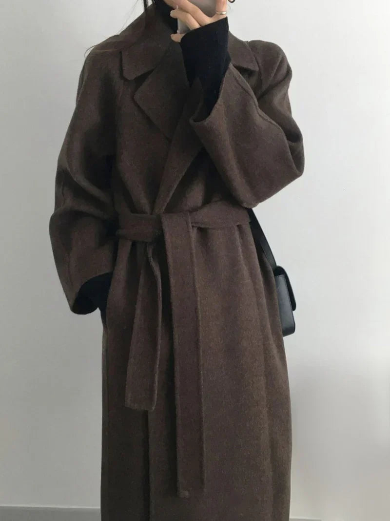 Women's Long Wool Coat – Elegant Warm Outerwear for Winter