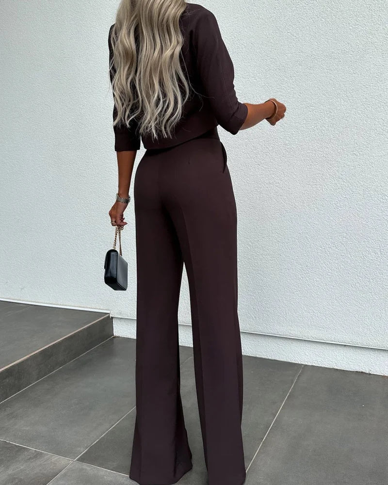 Women’s Jacket and High-Waisted Pants Set – Stylish Casual Outfit for Every Occasion