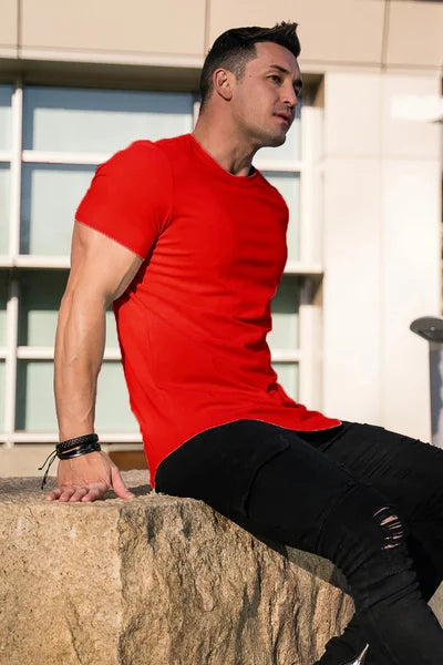 Essential T-Shirt Men – Drop Hem Casual Tee for Everyday Wear