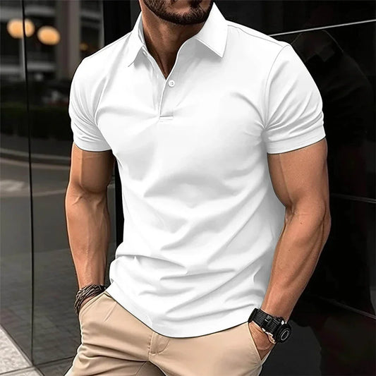 Casual Polo Shirt Men – Lightweight Cotton Short Sleeve Top