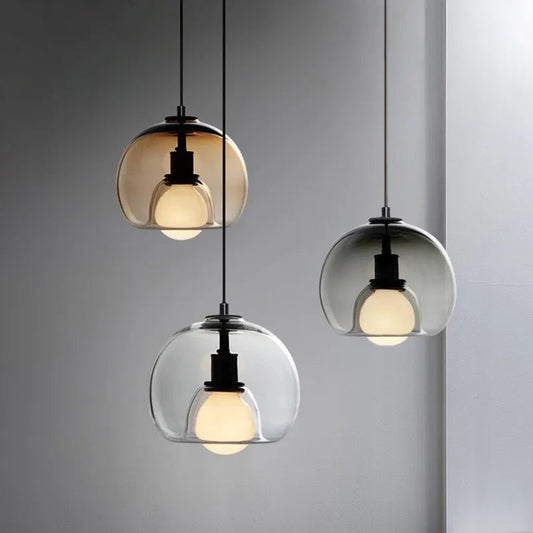 Hand-Blown Glass Pendant Light – Elegant Ceiling Fixture for Home Office Decor