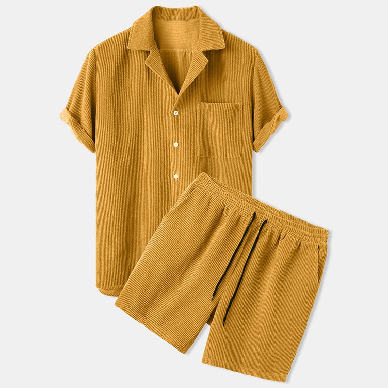 Men's Corduroy Short Set – Stylish Casual Outfit for Summer