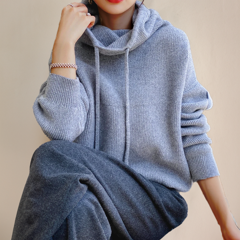 Hooded Knit Sweater Women – Cozy Pullover with Stylish Design