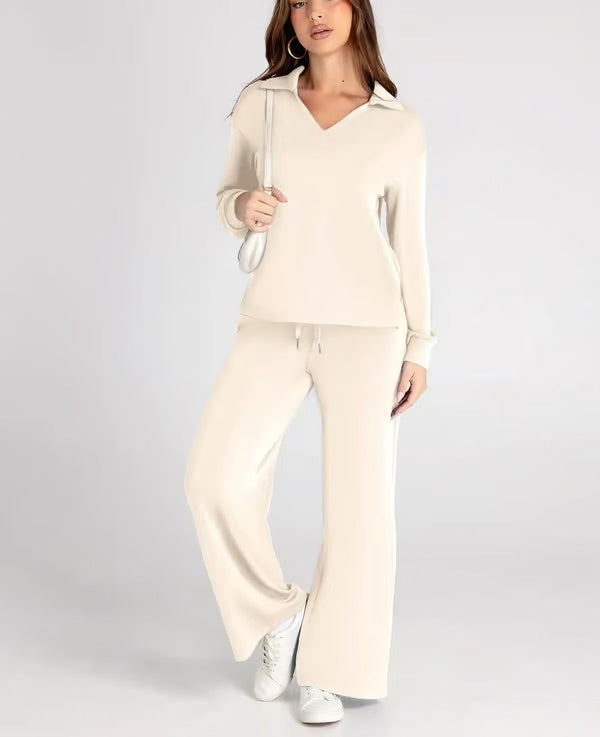 Casual Long Sleeve Set Women – Stylish 2-Piece Lounge Outfit