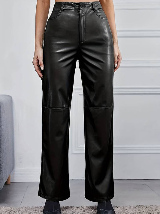 Leather Straight Leg Pants – Stylish Women's Trousers for Casual and Formal Wear