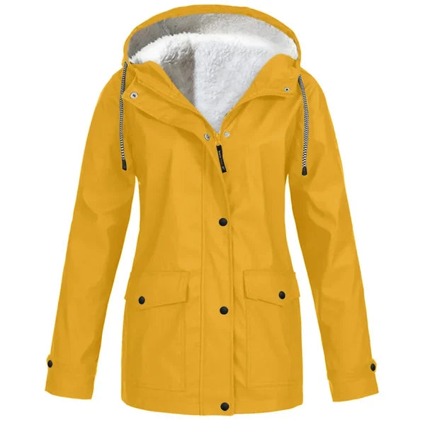 Warm Fleece Raincoat Women – Stylish Waterproof Jacket for Cold Weather