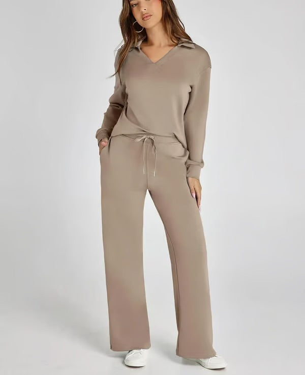 Casual Long Sleeve Set Women – Stylish 2-Piece Lounge Outfit