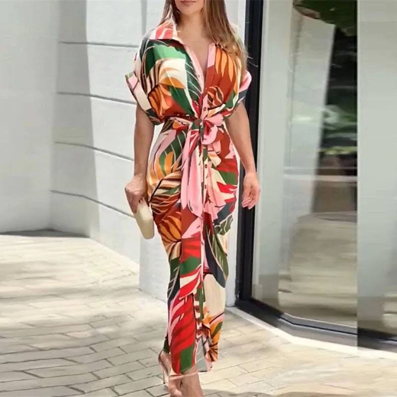 Summer Dress Women – Elegant Floral Midi Dress for Casual Outings