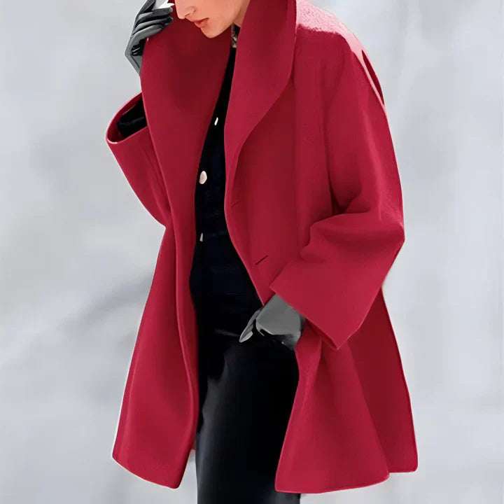 Windproof Wool Coat – Stylish Shawl Collar Outerwear for Women