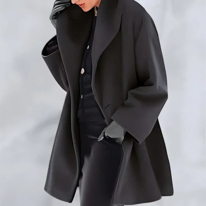 Windproof Wool Coat – Stylish Shawl Collar Outerwear for Women