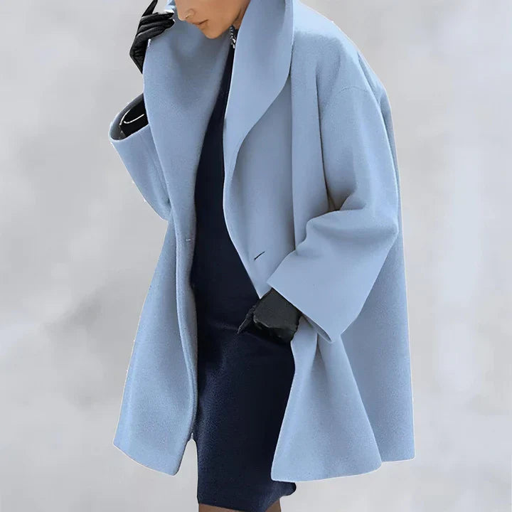 Windproof Wool Coat – Stylish Shawl Collar Outerwear for Women