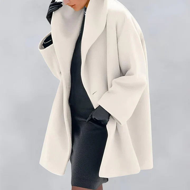 Windproof Wool Coat – Stylish Shawl Collar Outerwear for Women