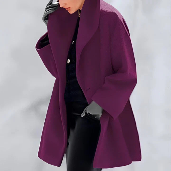 Windproof Wool Coat – Stylish Shawl Collar Outerwear for Women