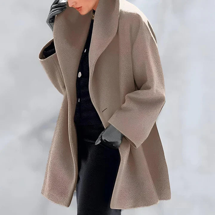 Windproof Wool Coat – Stylish Shawl Collar Outerwear for Women