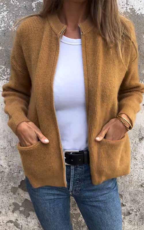 Cozy Zip Sweater for Women – Warm Knit Pullover with Stylish Design