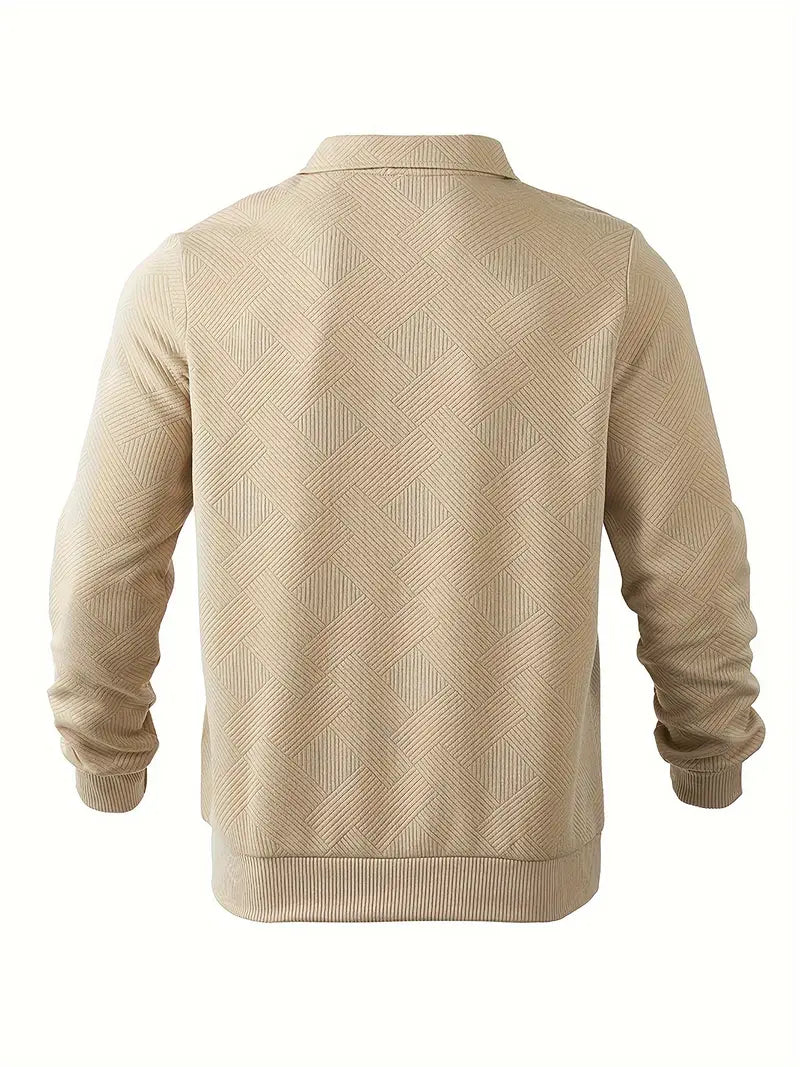 Vintage Pullover Sweater – Zippered Geometric Design for Men