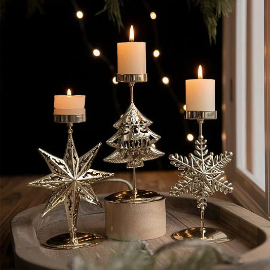 Christmas Tea Light Holder – Festive Tree and Star Decor for Home Ambiance