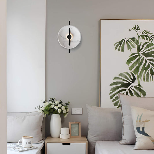 LED Wall Light Modern Design – Round Marble Fixture for Home Office Decor