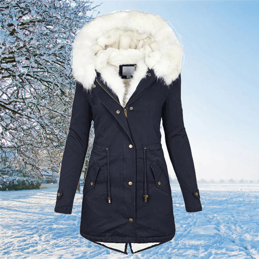 Plus Size Parka Jacket – Hooded Fur Lined Winter Coat