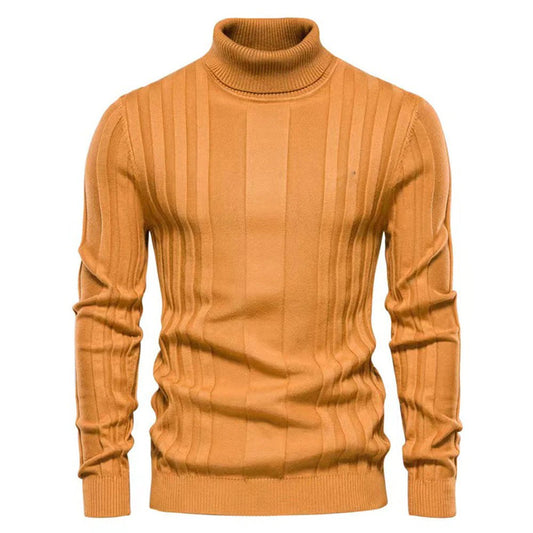 Men's Turtleneck Sweater – Stylish Striped Knit Pullover for Casual Wear