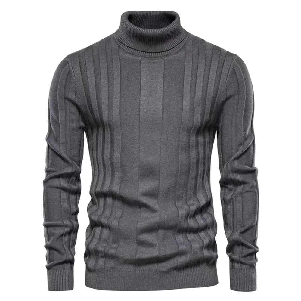 Men's Turtleneck Sweater – Stylish Striped Knit Pullover for Casual Wear