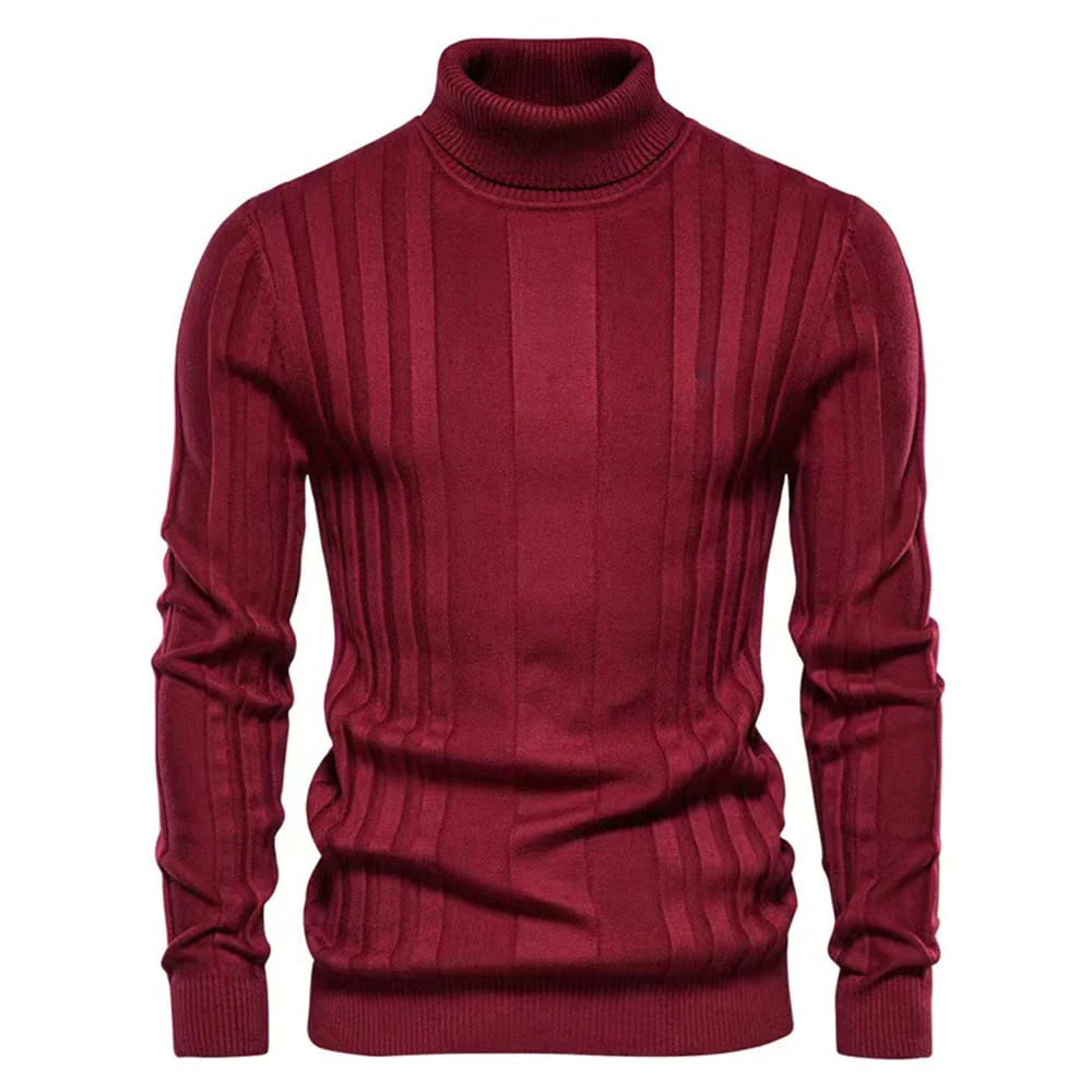 Men's Turtleneck Sweater – Stylish Striped Knit Pullover for Casual Wear