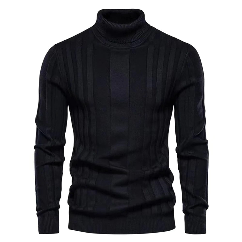 Men's Turtleneck Sweater – Stylish Striped Knit Pullover for Casual Wear