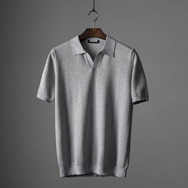 Men's Knitted Polo Shirt – Stylish Casual Top for Everyday Wear