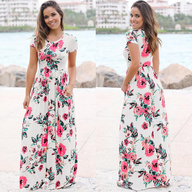 Maxi Dress Women – Elegant Floral Print Sleeveless Summer Gown