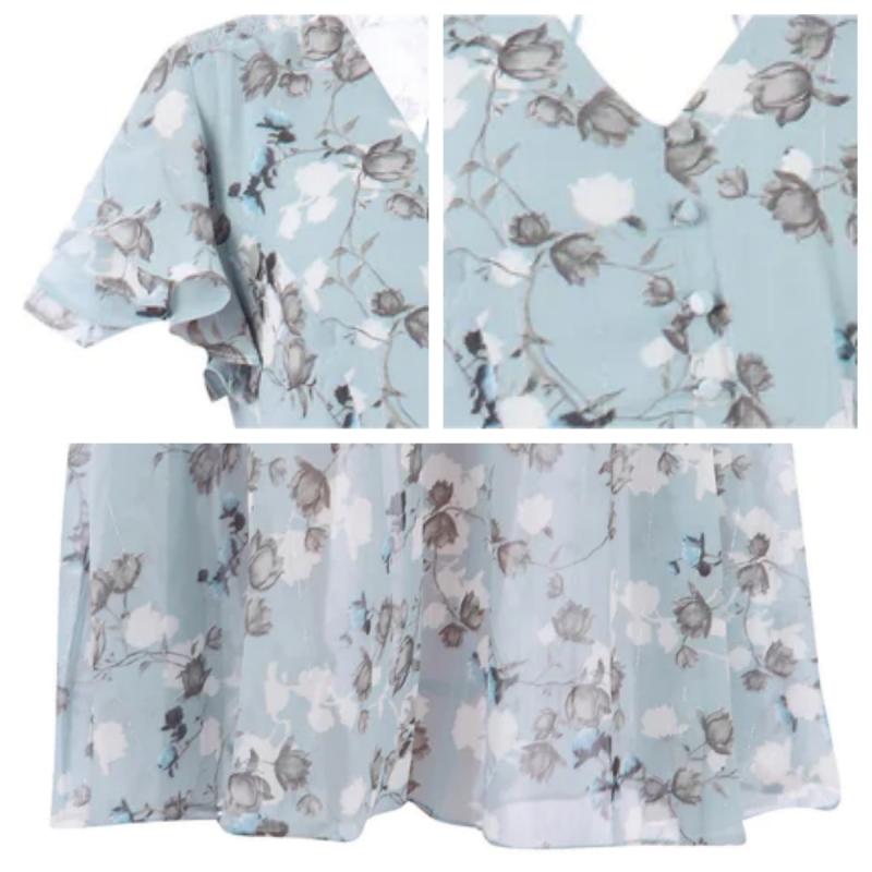 Floral Print Long Dress – Short Sleeve Elegant Summer Dress for Women