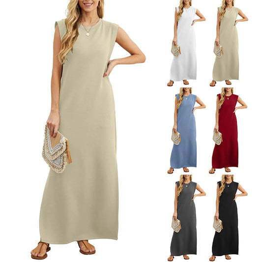 Casual Women's Dress – Wrinkle-Free Dress with Hem Slit for Everyday Wear