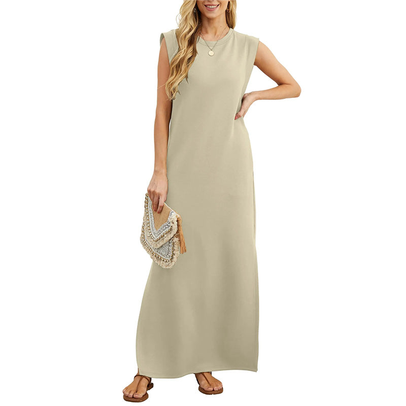 Casual Women's Dress – Wrinkle-Free Dress with Hem Slit for Everyday Wear