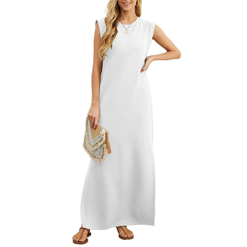 Casual Women's Dress – Wrinkle-Free Dress with Hem Slit for Everyday Wear