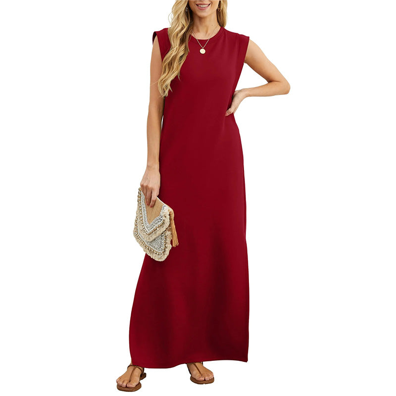 Casual Women's Dress – Wrinkle-Free Dress with Hem Slit for Everyday Wear