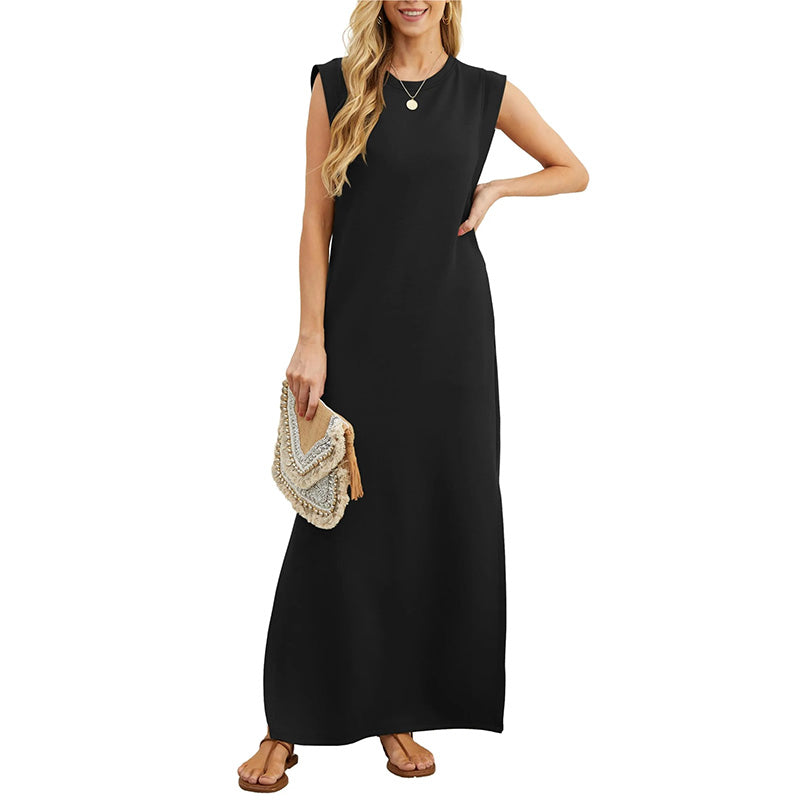 Casual Women's Dress – Wrinkle-Free Dress with Hem Slit for Everyday Wear