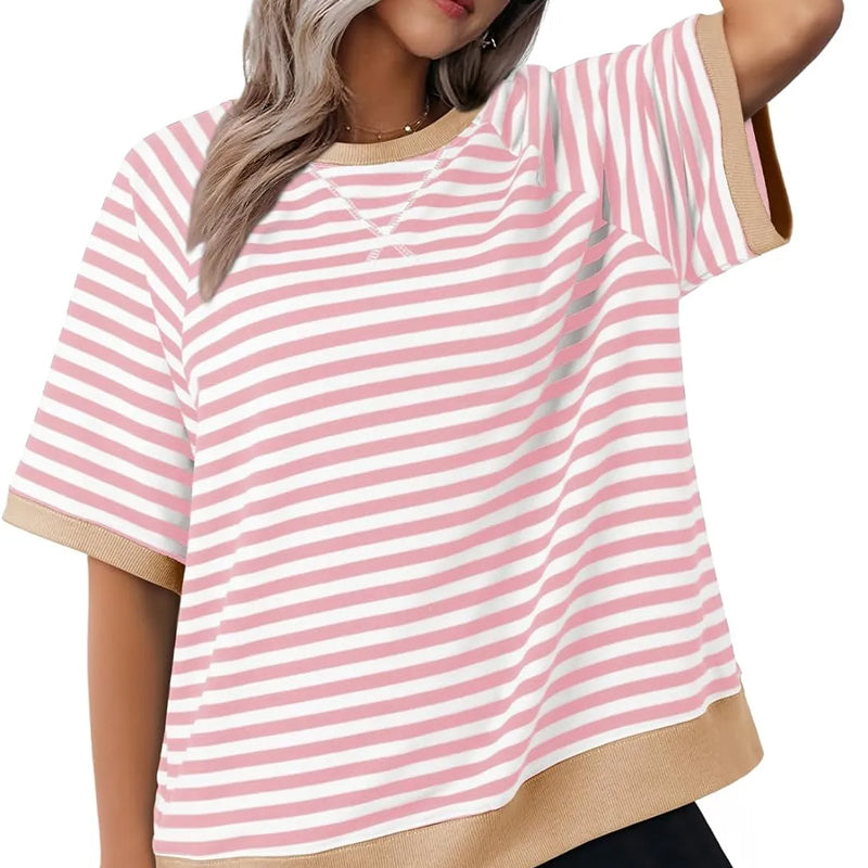 Casual Striped T-Shirt Women – Soft Cotton Tee for Everyday Wear