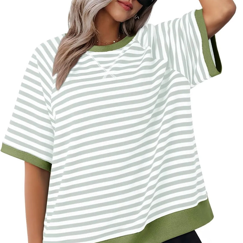 Casual Striped T-Shirt Women – Soft Cotton Tee for Everyday Wear