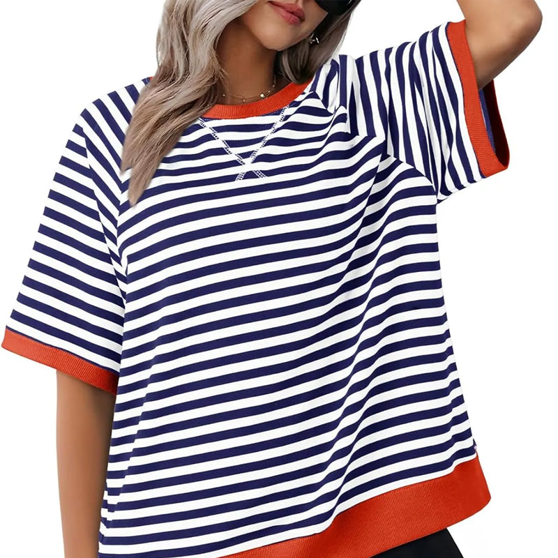 Casual Striped T-Shirt Women – Soft Cotton Tee for Everyday Wear